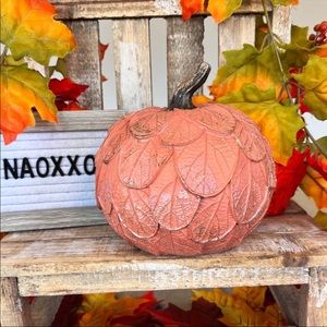 Glittery Leaf Patch Pattern Pumpkin Resin Decor